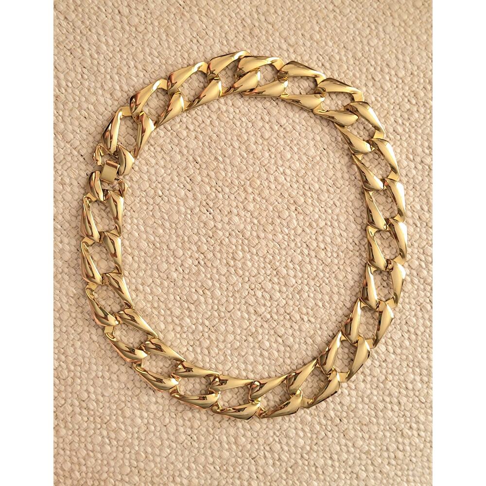 Vintage High-Polish Gold-Tone Articulated Curb Chain Choker